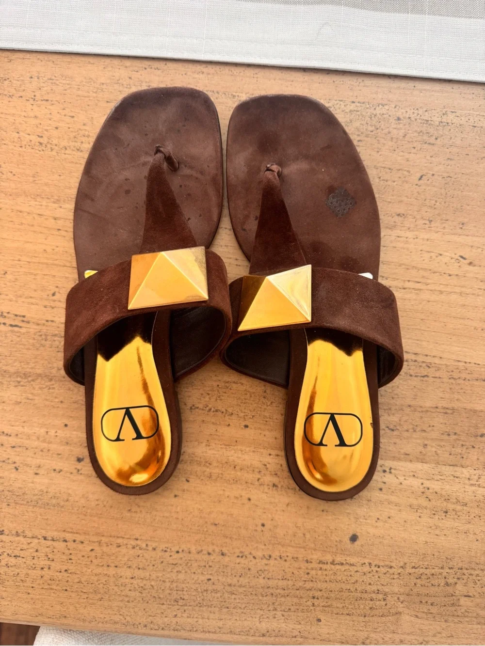 Valentino brown suede rockstud sandal